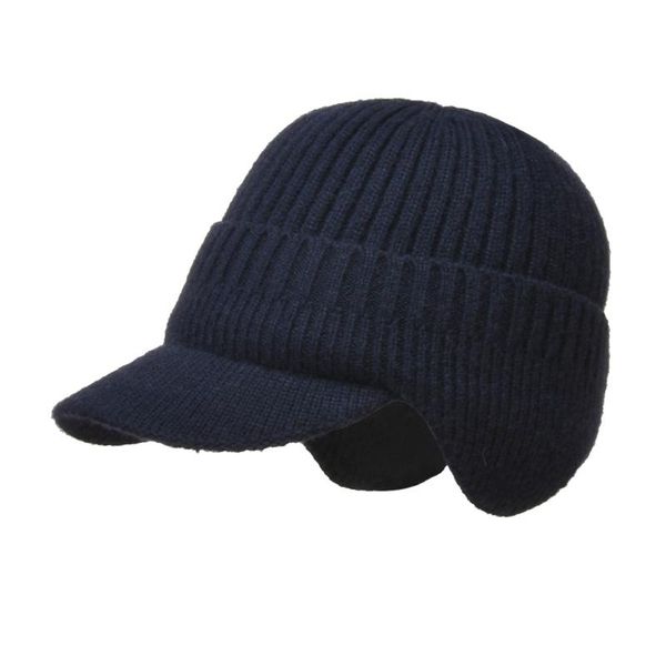 

berets men ear protection knitted peaked cap thickened anti cold daily outdoor comfortable with earflaps fashion warm winter portable, Blue;gray