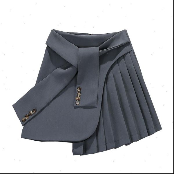

ewq] 2021 summer new arrivals high waist lace up bandage short mini pleated skirt women casual 4 color, Black