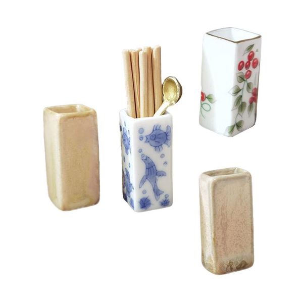 

chopsticks 4pcs mini ceramic chopstick holder play house model miniature ornament