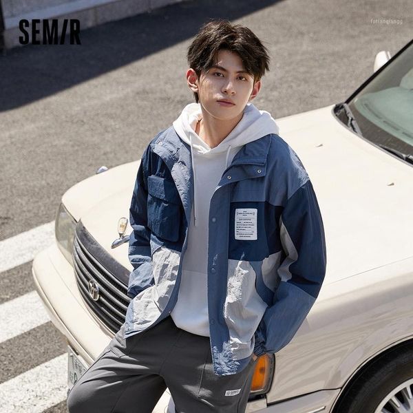 

men's jackets semir jacket men 2021 fall fashion trend stitching contrast color clothes workwear casual, Black;brown