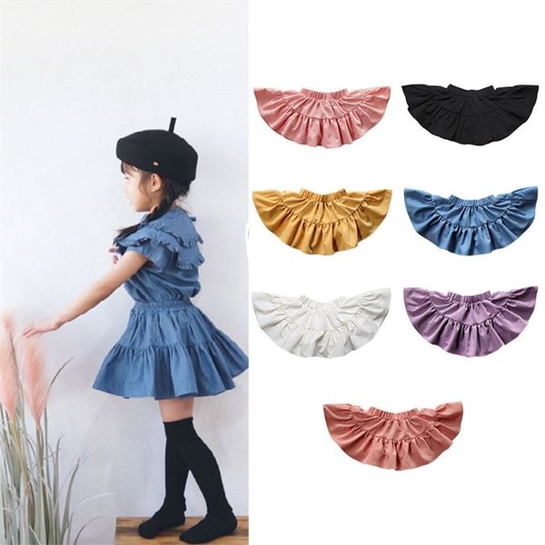 

korean children girl summer skirt white black pink purple blue color solid beautiful skirts tutu for little kids 210619