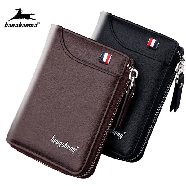 

men casual short wallets pu leather male small zipper coins bag, Red;black