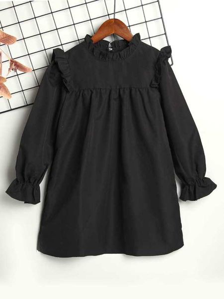 

girls frill trim flounce sleeve dress she, Red;yellow