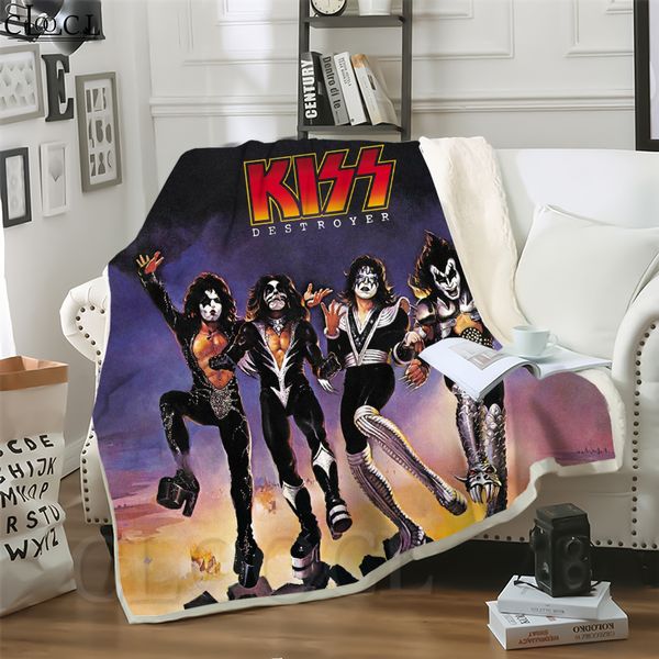 

cloocl hard rock kiss band 3d print harajuku conditioning blanket sofa teens bedding throw blankets plush quilt