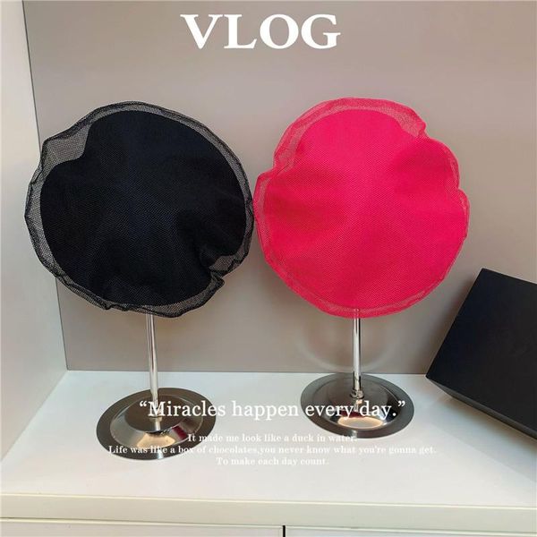 

berets 202107-2508744 fashion cloud modeling mesh take po street model lady beret hat women leisure painter, Blue;gray