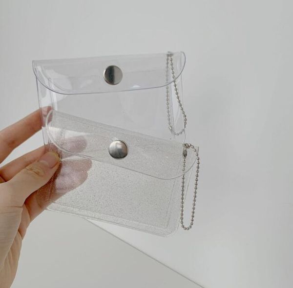 Porta carte di credito quadrati trasparenti in PVC da 200 pezzi da donna, dimensioni carta 11,5 * 8 cm