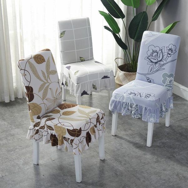 

chair covers ruffled floral printed universal modern removable high elastic stretch slipcovers for kitchen banquet cover