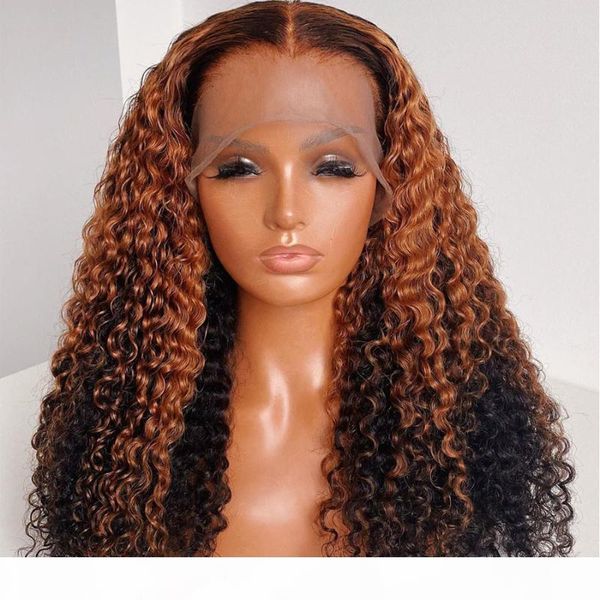 

mongolian deep curly 360 lace frontal human hair wigs with baby hair 180density glueless full lace wigs bleached knots for women, Black;brown