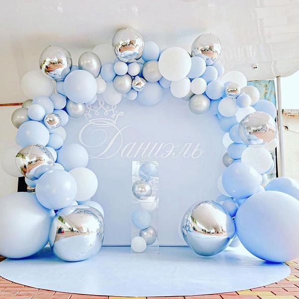 

party decoration 144pcs white blue latex balloon arch wedding balloons garland kids birthday baby shower background decor globes
