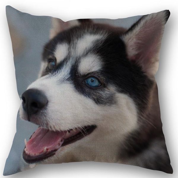 

pillow case custom husky dog pillowcase cotton linen fabric square zipper 45x45cm wedding decorative cover