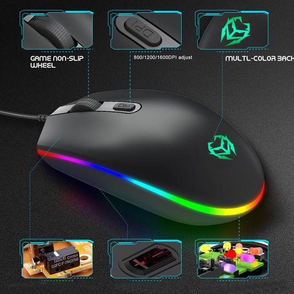

mice m615 rgb backlight gaming mouse 1600 dpi 4buttons optical usb wired laptop