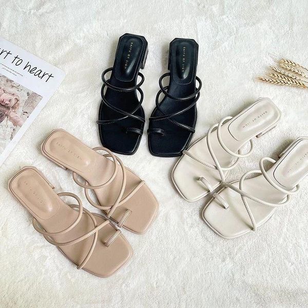 

sandals shoes women slippers 2021 summer flat sandales femmes, Black