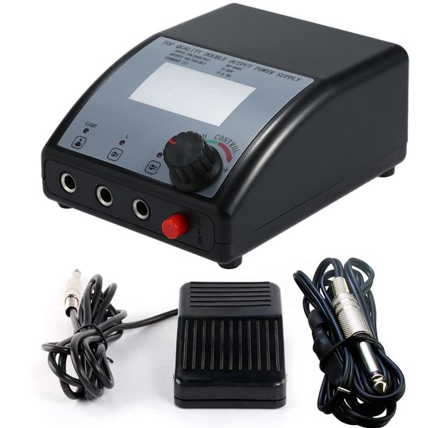 

professional double output digital tattoo power supply with foot pedal and clip cable for tattoo machine ing