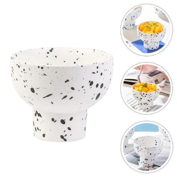 

bowls 1pc creative fruit bowl salad ceramic dessert tableware (black)