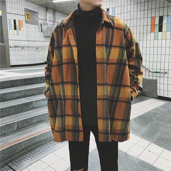 

men's casual shirts jacket male loose korean version of the trend students woolen shirt autumn handsome hong kong style lovers, White;black