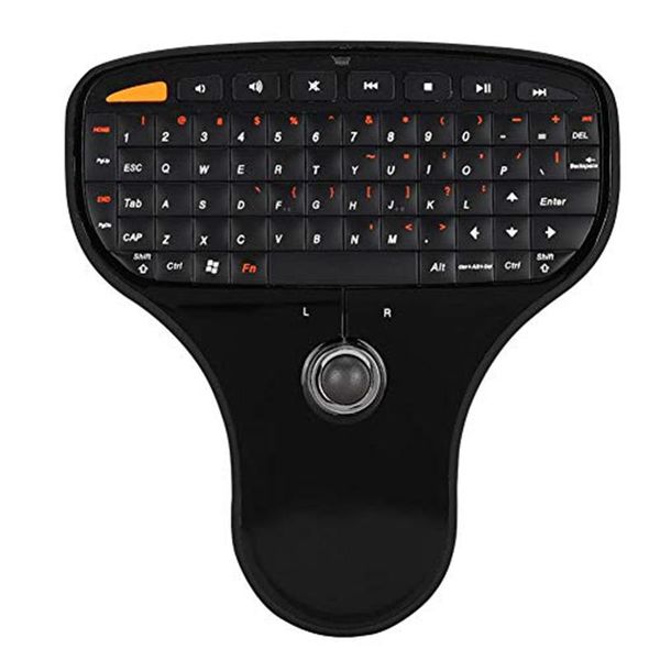 

keyboards wireless multimedia keypad with trackball mouse mini usb keyboard built-in receiver range 10m for smart tv black