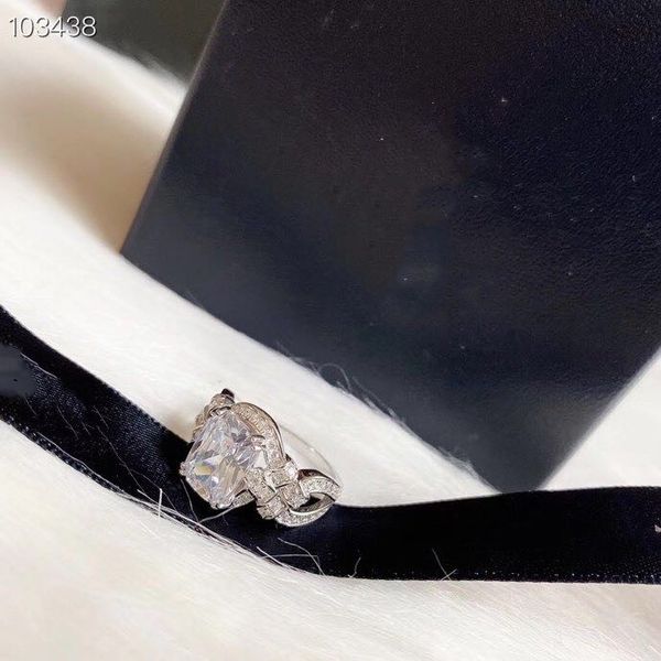

luxury classic designer s925 sterling silver big round zircon hollow round crystal wedding ring for women jewelry