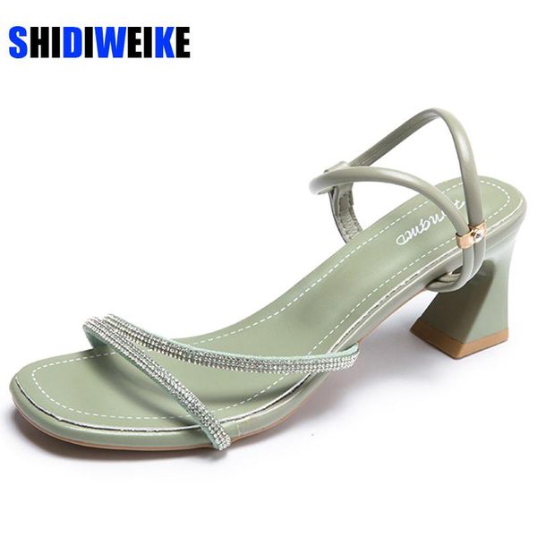 

sandals 2021 summer open toe gladiator sandal womens party crystal rhinestone ankle buckle strap strange high heel shoes 6cm ac817, Black