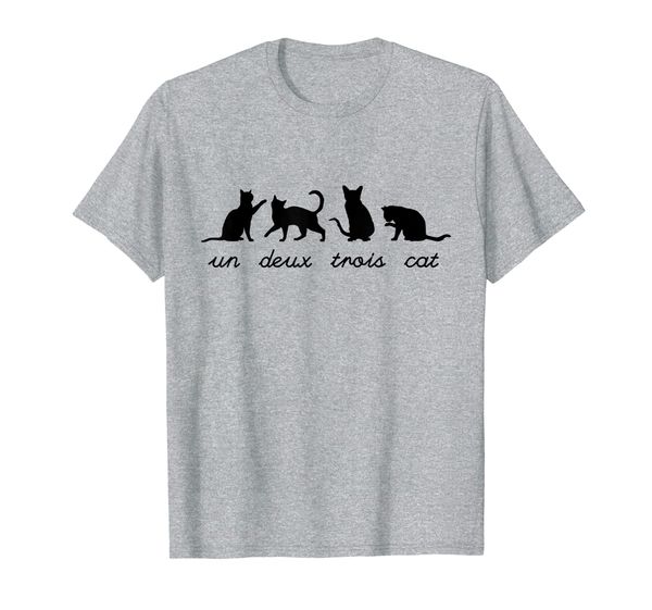 

un deux trois cat cute funny french pun cat lovers gift t-shirt, White;black