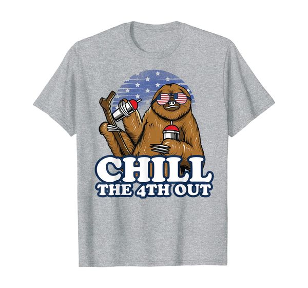 

chill the 4th out | patriotic fourth of july sloth t-shirt, White;black
