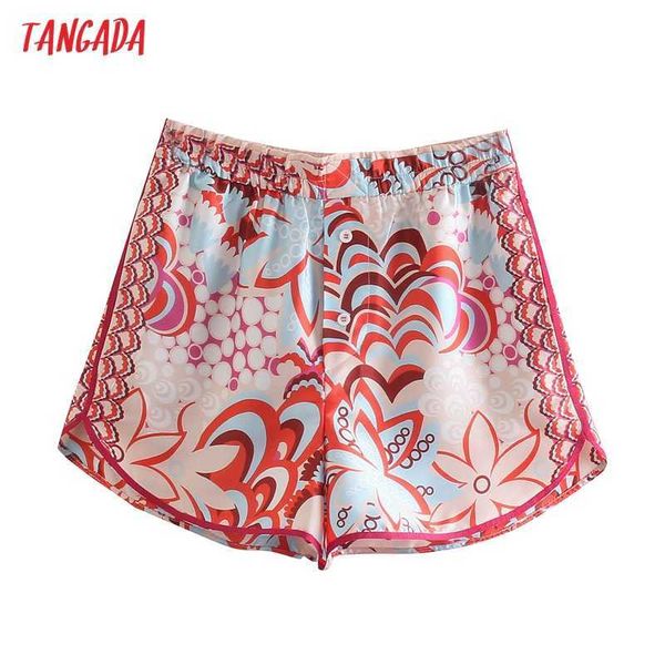 

tangada women vintage floral print summer shorts strethy waist female retro casual shorts pantalones 5z59 210609, White;black