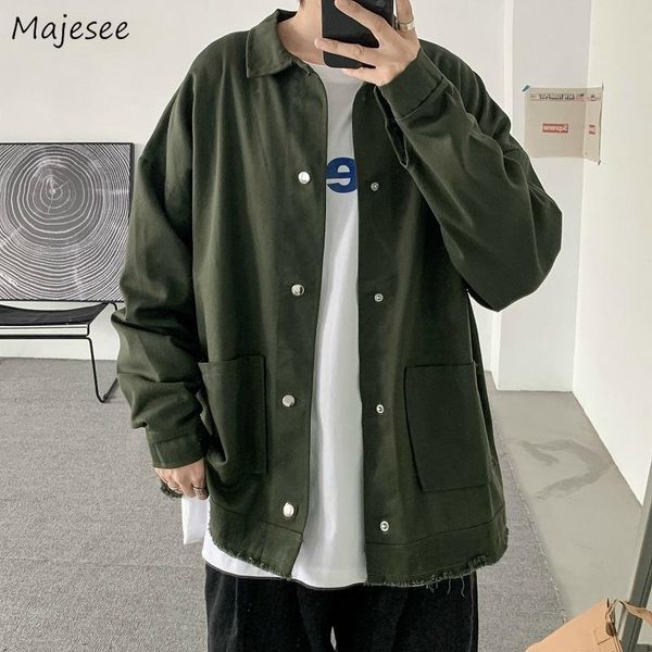 

men's jackets spring men cargo baggy fur-line vintage student jacket chic korean style oversized harajuku daily outwears, Black;brown