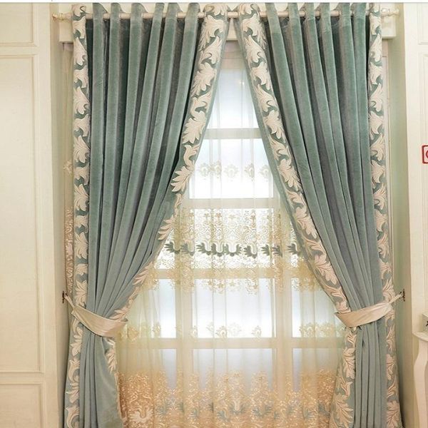 

curtain & drapes embroidered simple modern high-grade lace mediterranean living room sheer tulle e151