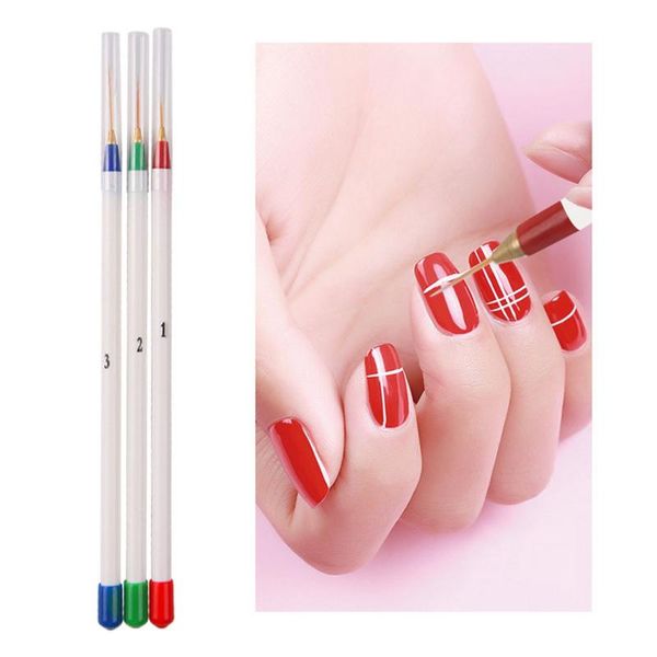 

nail brushes 3pcs/bag diy art brush flower french line stripe drawing pen with wooden handle manicure tools, Yellow