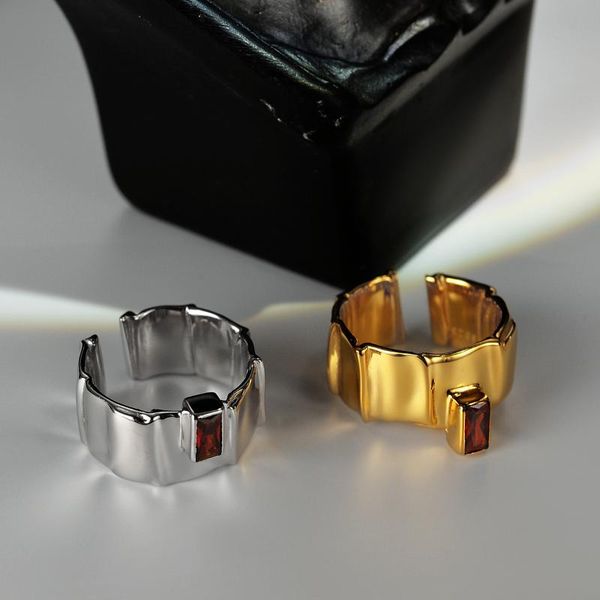 

wedding rings s925 sterling silver brand korean fashion designer irregular opening ring for lady with zircon crystal index finger, Slivery;golden