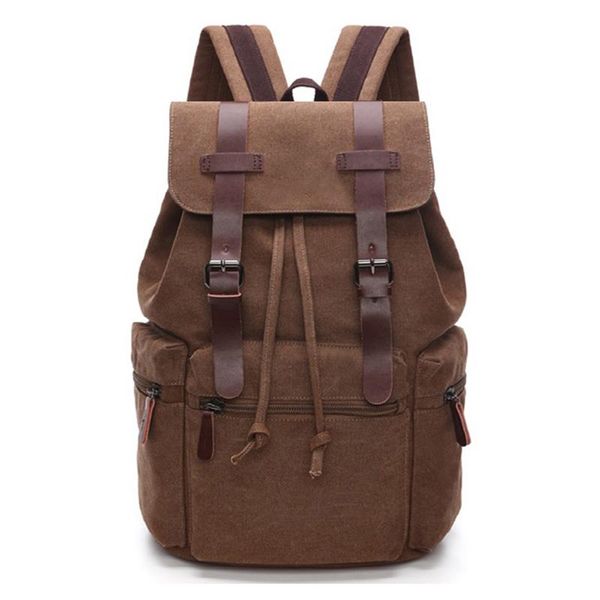 

backpack korean retro men and women canvas bagpack casual lapplecak solid color rucksack middle school student schoolbag