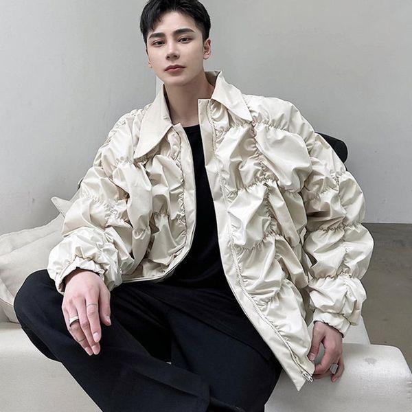 

men's jackets 2021 autumn causal workwear coat for male single breasted long sleeve pleated clothes black, Black;brown
