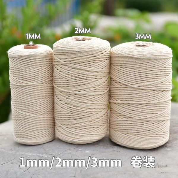 

yarn 3mm 4mm 5mm 6mm macrame rope twisted string cotton cord for handmade natural beige diy home wedding accessories gift, Black;white