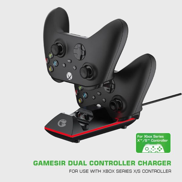 

gamesir dual controller charger for xbox series x/s controller, charging station base with two 600mah battery pack endsxx02