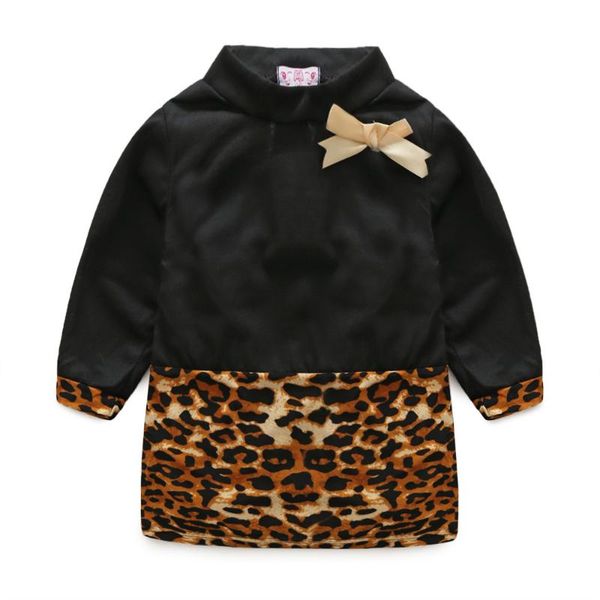 

girl's dresses spring autumn baby dress girls blouse kids fashion children long sleeve vestidos leopard print hip 3 to 9 yrs, Red;yellow