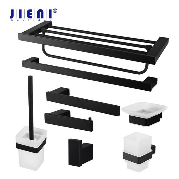 

bath accessory set jieni stainless steel bathroom hardware black matte paper holder toothbrush towel bar accessories