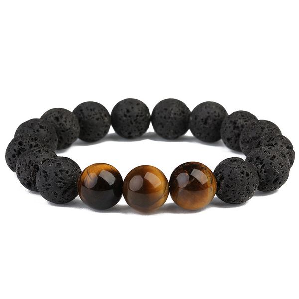 

2021 new men volcano stone buddha beads elastic bracelet 2021 ell gift bracelet, Black