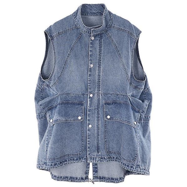 

women's vests 2021 spring and autumn women denim vest coat loose large size mid-length, Black;white