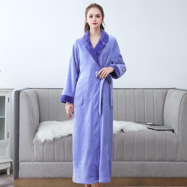 

women's sleepwear oversize 3xl thicken nightgown nightwear 2021 women kimono bathrobe gown coral fleece lovers solid home clothes, Black;red