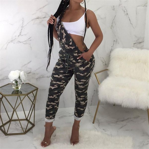 Jumpsuits Mulheres Macacões Mulheres Jumpsuit Camuflagem Romper Lace Up Womens Playsuit Long Calças Feminino Clubwear Party Roupas