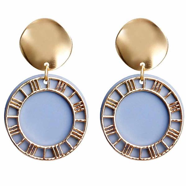 

dangle & chandelier roman numeral earrings for woman metal round hollow disc drop candy color ear cuff trendy trinket accessories, Silver