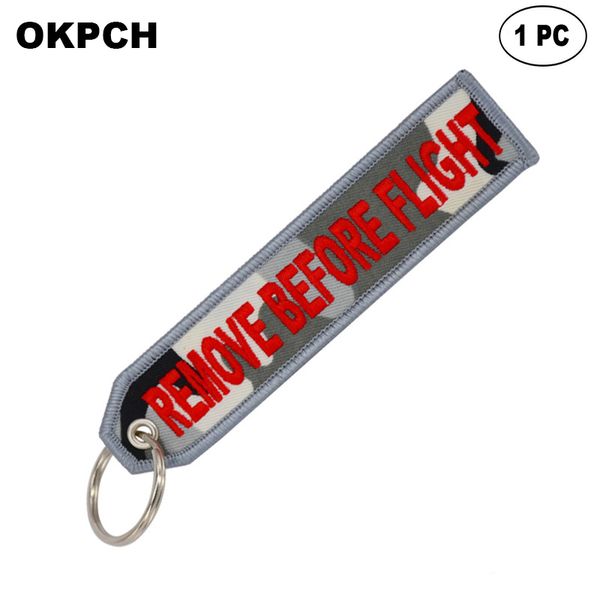 

key fobs chains jewelry red embroidery remove before flight keyring gift for friends pk0104, Silver