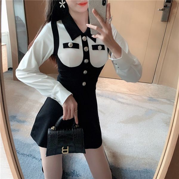 

women's monkey paysuit new 2021 autumn elegant black and white trend blocked color fine adjustment long buckle sleeve coveralls ejct, Gray