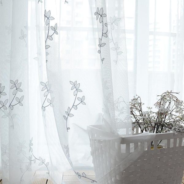 

curtain & drapes flower embroidery mesh curtains window screen idyllic fresh bedroom white sand living room balconyinswind