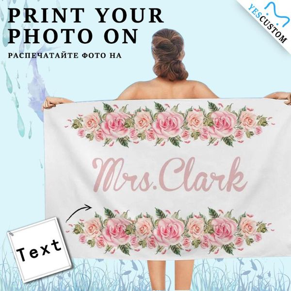 

women's swimwear custom face pink flower bath kids pool towel personalized beach surf camping hiking ultralight breathable portable qui, White;black