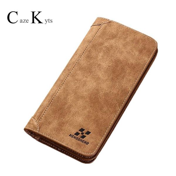 

wallets caze kyts 2021 long men's wallet retro casual brand korean version clutch bag large capacity matte card, Red;black