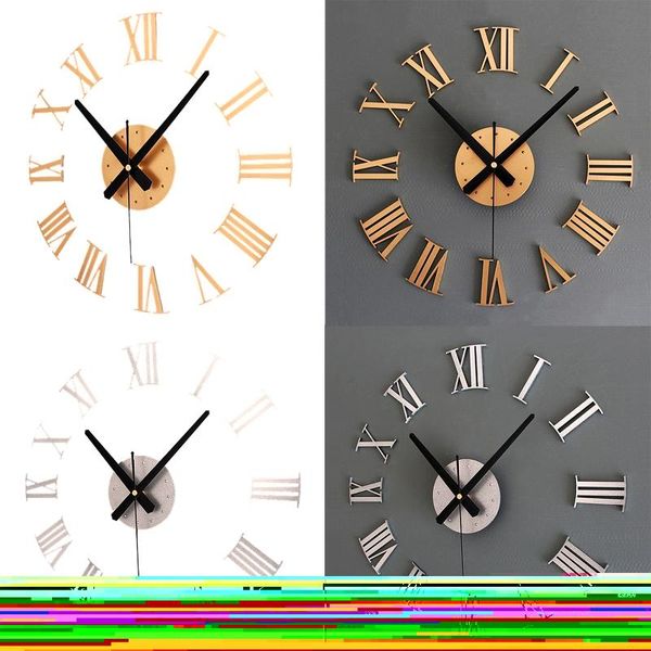 

wall clocks diy luxury 3d roman numerals clock large size home decoration art