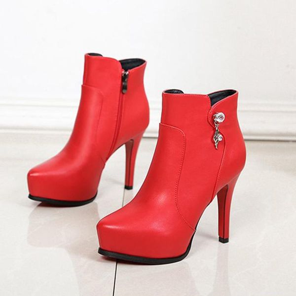 

boots woman ankle 2021 winter women shoes states fine with ultra high heel platform genuine leather no.211, Black