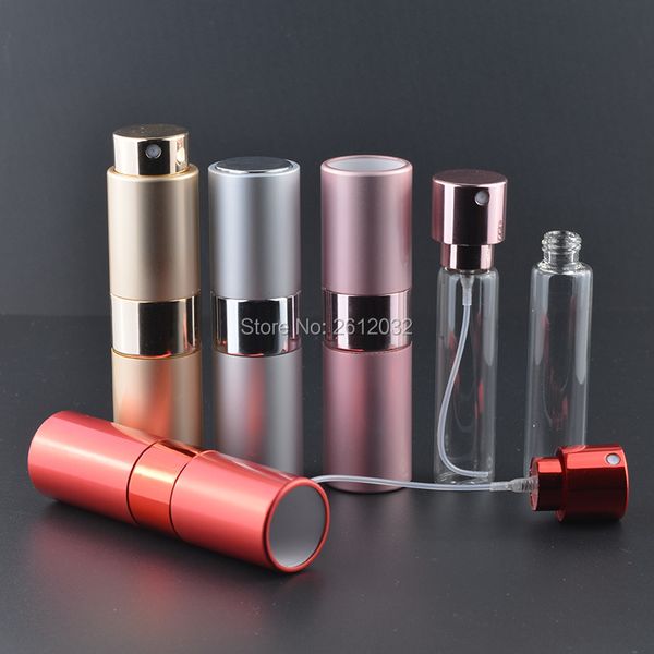 

aluminum telescopic scalable rotary perfume bottle spray travel refillable mini atomizer cosmetic containers 8ml 15ml