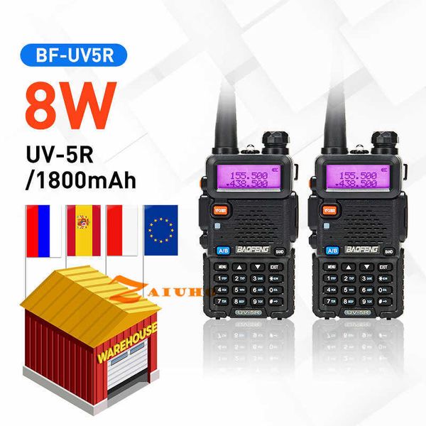 Orijinal 8 W Baofeng UV-5R Walkie Talkie Çift Band 136-174MHz 400-520 MHz Taşınabilir BF UV5R İki Yönlü Radyo Pofung HF Telsizi