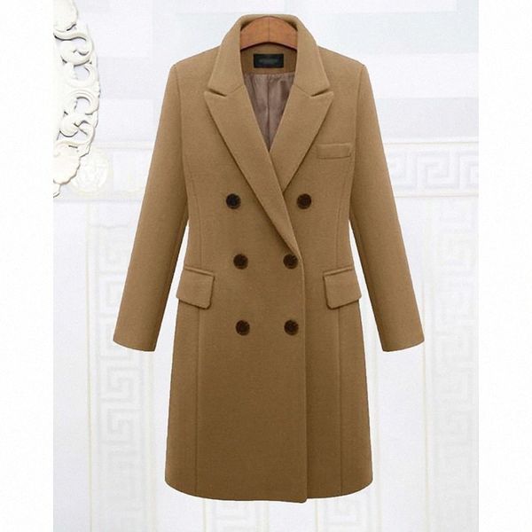 

women's plus size pea coat pocket button plain going out long sleeve turndown long fall winter blue wine gray xl  3xl 4xl 5xl 45mq#, Black